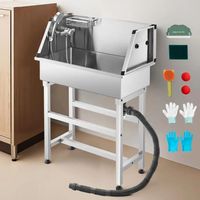 LEDANDER Station de lavage pour chiens, baignoire de toilettage pour animaux, pommeau de douche, étagère de rangement, baignoire tout-en-un sans pliure, lavabo pour la maison, convient aux petits chat