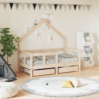 Vidaxl – Cadre de lit enfant 70x140 cm – Bois de pin massif – Tiroirs de rangement – Lattes robustes pour soutien optimal