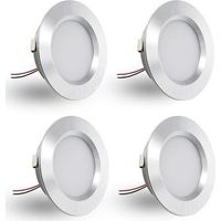 Lot de 4 spots encastrés LED 12V 3W, spots encastrés LED plats, pour trous de montage de 55-58mm et 14mm, spots de plafond dimmables 12V IP44, spots encastrés pour meubles (argent, blanc chaud 3000K)