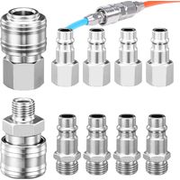 Shine Home 10 Pièces 1/4"BSP Raccord Rapide Européen, Raccords de Compresseur, Raccord d'Air 1/4 Pouce, Raccord Pneumatique, Raccord de Compresseur pour Tuyau Pneumatique(Argent) Argent