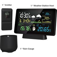 Decdeal Multifunktion professionelle elektronische Wetterstation Intelligente Farben Takt Temperatur Feuchtigkeit Niederschlag barometrischer Druck Mondphase Vorhersage Anzeige Alarm