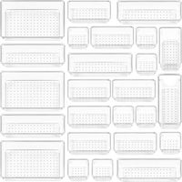 Set of 25 drawer storage boxes – Clear plastic – Suitable for dressing tables and desks