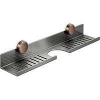 Bathroom Shelf without Drilling, 40 cm Stainless Steel Shower Shelf with 4 Removable Hooks with Drain – for Bathroom and Kitchen Storage
