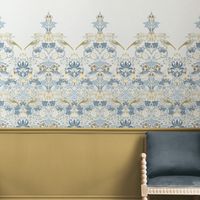 Papier peint panoramique William Morris Strawberry Thief Soft Blue 400 x 250cm Bleu