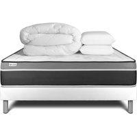 Komplettpaket Bett - Matratze 140x200 cm + Boxspringbett mit Lattenrost (im Set) + 2 Kopfkissen + Bettdecke - Vital Care