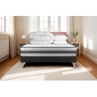 Komplettpaket Bett - Matratze 180x200 cm + Boxspringbett mit Lattenrost (im Set) + 2 Kopfkissen + Bettdecke - Vitalpower Recover