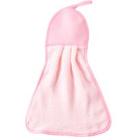 Toalla de secado a mano para colgar, paño grueso y suave de Coral, absorbente, para baño, cocina, plumero, toalla (rosa)