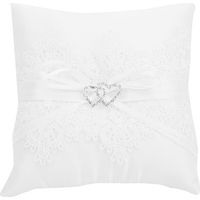 Ivoire Satin Flower Girl Basket Wedding Ring Coussin Oreiller Dentelle Floral