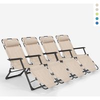 4 Sedie sdraio spiaggia giardino pieghevole multiposizione Emily Lux Zero Gravity - Beige