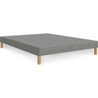Mobilier Deco – Sommier tapissier 160x200 tissu gris – Piètement en bois massif – Anti-bactériens et anti-acariens – Épaisseur 15 cm