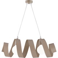 Helix Suspension En Fer Laqué Gris Tourterelle Mat Avec Câble Électrique Réglable 2 Lumières L. 54X20 Bl141-2-To