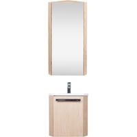 Mob-In – Ensemble de meubles de salle de bain lave-mains d'angle suspendu – Armoire miroir avec porte réversible – Vasque en résine résistante