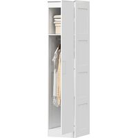 Armoire blanche avec tringle étagère porte à fermeture amortie 40x52x180 cm
