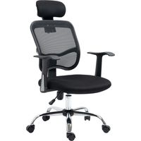 Vinsetto Sedia da Scrivania Ergonomica e Regolabile con Poggiatesta Nero