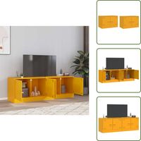Meubles TV 2 pcs jaune moutarde 67x39x44 cm acier - Meuble Tv - Meuble Télévision - Buffet Tv - Banc Tv - Mobilier Salon