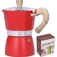 Cafetière Moka 150 ml pour cuisinière à gaz et éthanol, pot à café en métal rouge, bouilloire pour plaque chauffante