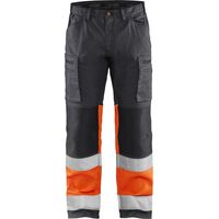 Hochsichtbarer Stretch-Arbeitshosen 1551 - Mittelgrau/Neongelb L - FR(46) - SE(C52) - Kurz