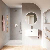 MEI 60cm Meuble et vasque avec un tiroir, blanc mat. (Avec miroir)