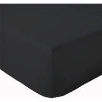 Drap Housse coton bonnet 23 cm fabriqué en France Noir 180x190 cm
