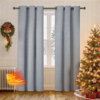 Lot De 2 Rideau 140x145cm, Effet Lin Thermique, Occultant Anti Bruit, Salon Chambre