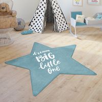 Paco Home Kinderteppich Teppich Kinderzimmer Spielmatte Babymatte Rutschfest Sterne Blau, 80 cm Stern-Form