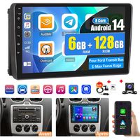 Autoradio GPS Android 14 9" DAB+ 6+128 Go pour Ford Transit, Bus, S-Max, Focus, Kuga, 4G, navigation GPS et Wi-Fi - 6+128G DAB+ CAM