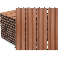 Jiubiaz 110x Piastrelle per terrazza in composito WPC soluzione modulare per giardino e balcone installazione rapida senza fissaggio Marrone 30x30CM