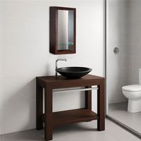 Ensemble meuble sous vasque 85 cm avec miroir Bois wengé Pour vasque à poser