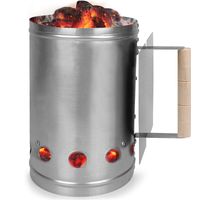 BBQ starter XXL ciminiera per carbone in acciaio con maniglia e paracalore 27,5x16cm