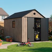 Hoggar – Harz Gartenhaus 6,41m2 Oak O60 - Boden inklusive – Seitenfenster – Premium-Holzoptik – Große Doppeltür – UV-Schutz & wasserdicht – Riegelverschluss – Belüftungsöffnungen