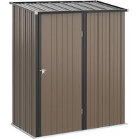 Casetta da Giardino in Acciaio Porta Attrezzi con Catenaccio, 161.5x94.5x196cm, Marrone