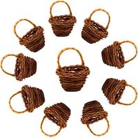 10 Pieces Small Wicker Basket Woven Rattan Baskets Miniature Basket with Handles Mini Laundry Baskets Portico Flower Fruit Baskets Picnic Basket Wedding Decoration