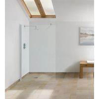 Lakes Walk In Glass Wetroom Panel with Bracing Bar Shower Enclosure, 900mm-No T-Piece