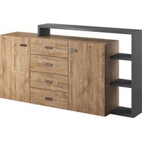 Sideboard mit Regal BEXLEY-83 in Eiche Ribbeck Nb. mit Absetzungen in anthrazit, B/H/T: ca. 180/98/37 cm