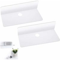 Étagère murale flottante Étagère flottante en acrylique Étagère flottante robuste auto-adhésive avec ruban adhésif double face et 4 crochets de câble pour téléphone, clés (lot de 2)