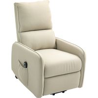 Poltrona alzapersona elettrica reclinabile con telecomando e tasca, tessuto beige