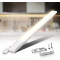 B.K.Licht réglette LED, platine LED 10W intégrée, 1100 Lumen, longueur 57,5cm, blanc chaud 3000K, IP20, éclairage cuisine atelier plan de travail