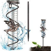 Pluviómetro de 17 cm con estaca de metal, decorativo, para jardín, exterior, jardín, patio y césped.