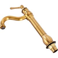 Mophorn Grifo monomando para lavabo con botón pulsador, grifo para fregadero de cocina, mezclador monomando para baño, fregadero de caravana, acabado dorado antiguo, 395 x 220 x 62 mm