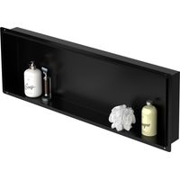 LuxeBath Nicho de Ducha de Acero Inoxidable 90x30x10cm cm Negro Marco de Pared Empotrado Alicatable Estante Integrado Instalación Flexible para Almacenamiento Organizador de Utensilios para Baño