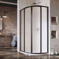 Ravak Supernova - Vierteilige Viertelkreis-Duschkabine SKCP4-90, 88-90 cm, schwarz/Glas Grape 3117O302ZG