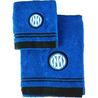 Inter - Set Asciugamano di Spugna 1+1, Viso 60 x 100 + Ospite 40 x 60, Materiale 100% Cotone - Prodotto Ufficiale FC Internazionale Milano