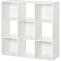3-tier 9 Cubes Storage Unit Particle Board Cupboard Bookcase Organiser Home Office Shelves, White