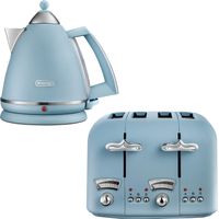 Delonghi Argento 1.7L Kettle & 4 Slice Toaster Set, Blue