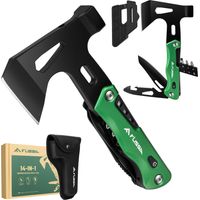 FLISSA Outil Multifonction 14 en 1 Outil Multifonctionnel Gadgets de Camping Kit de Hache avec Couteau Pliant Tournevis pour Réparation d'urgence en Plein Air avec Sac de Transport