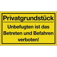 3000277325 Hinweiszeichen Privatgrundstück L400xB250 mm gelb schwarz Kunststof