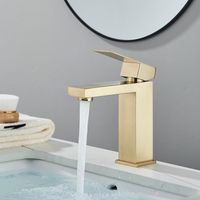 Suguword – Robinet mitigeur lavabo monocommande haut brossé or – Buse cascade anti-éclaboussures – Noyau céramique étanche – Installation facile