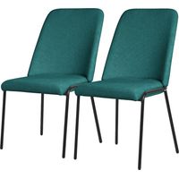 ML-Design Juego 2x Sillas de Comedor en Color Azul Petróleo Poliéster Tapizado con Patas de Metal Asiento Acolchado con Respaldo Diseño Atemporal Mueble Ergonómico Sillones para Cocina y Sala de Estar