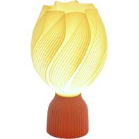 Lámpara de Mesa LED 3D con Diseño de Pétalos Luz Cálida para Mesita de Noche y Escritorio Ø16,5x28 cm Blanco y Teja