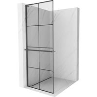 Mexen Kioto+ L Duschwand mit Ablage Walk-in 70 x 200 cm, schwarzes Muster, gun gray gebürstet - 800-
